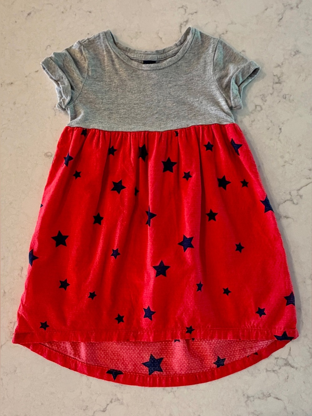 baby GAP Girl’s Heather Gray Top with Red and Blue Star Print Dress 3T, like NEW